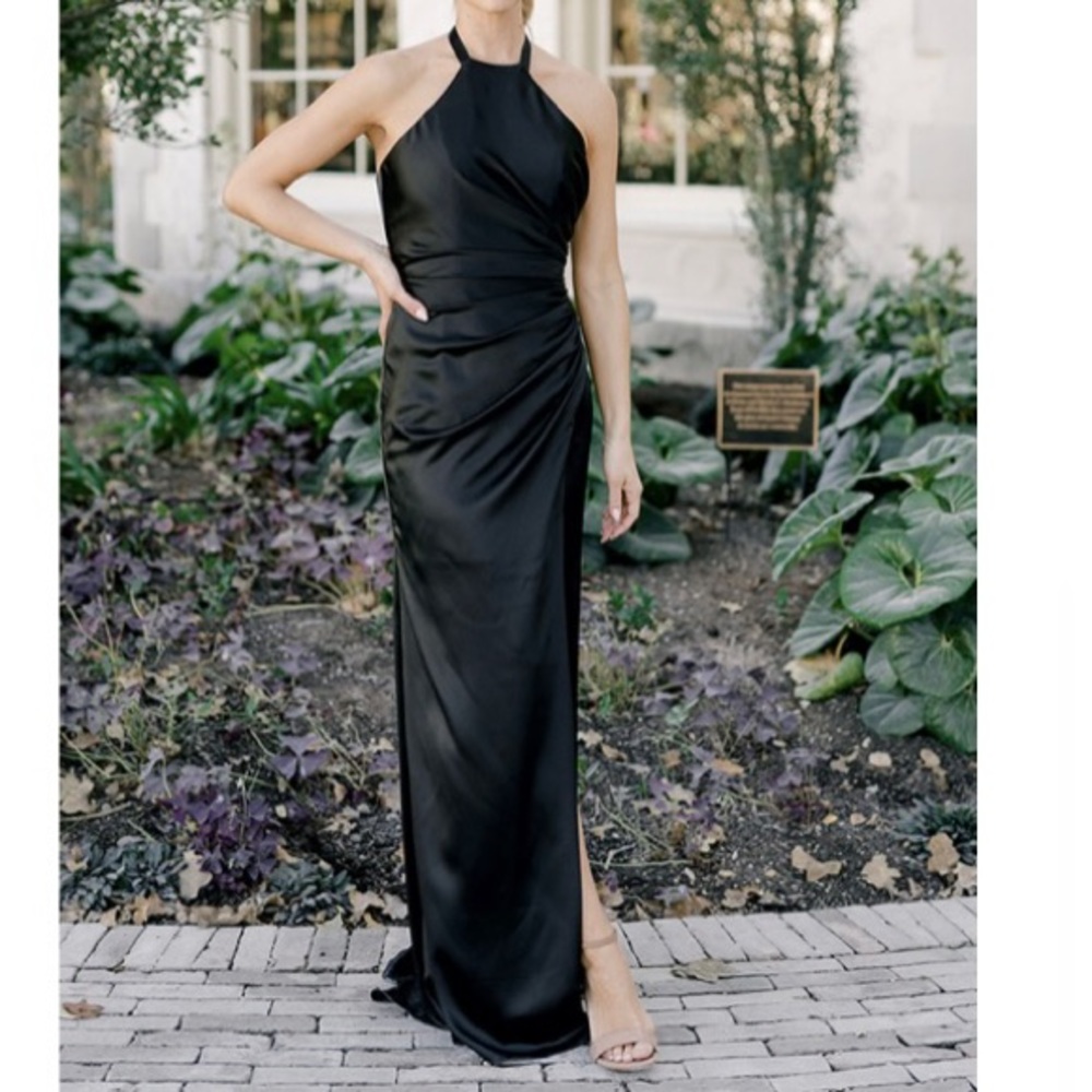 Fallon satin dress revelry size 4 petite black satin